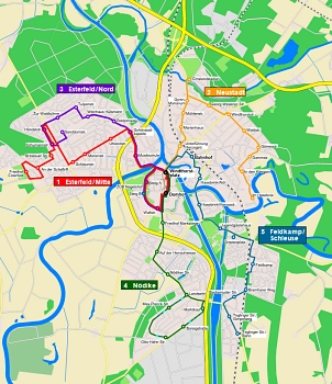 Der Liniennetzplan des Meppener Stadtbusses © Busverkehr Levelink