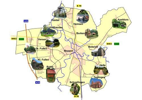 Karte Ortsteile&nbsp;&copy;&nbsp;Stadt Meppen